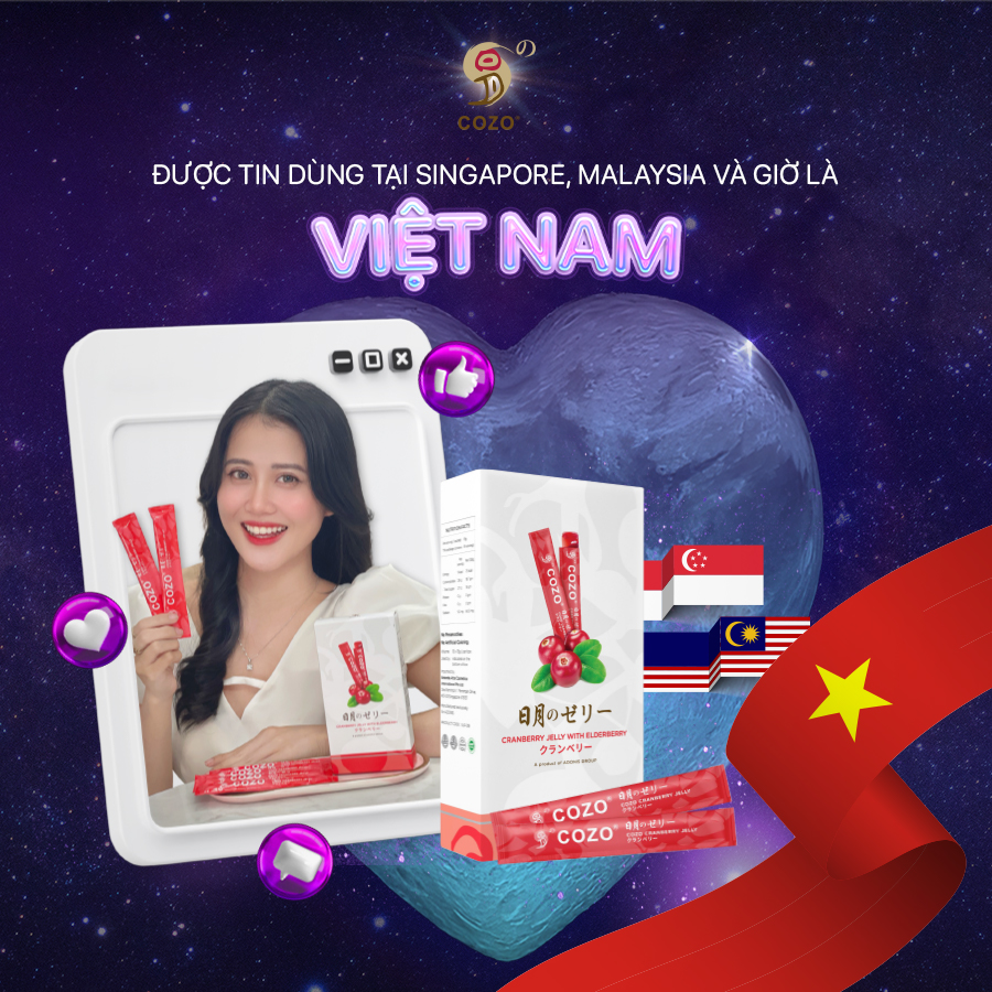 Thạch Giúp Cân Bằng Và Ngăn Nhiễm Trùng Đường Tiết Niệu COZO Cranberry Jelly Chiết Xuất Nam Việt Quất Và Elderberry, Tăng Khả Năng Miễn Dịch