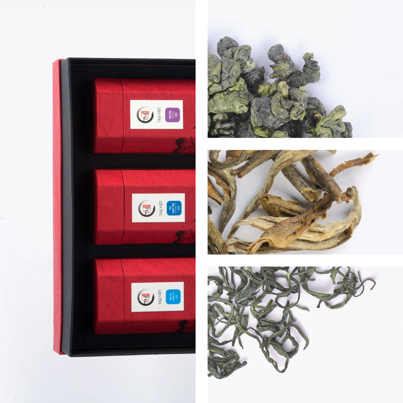 Hộp trà Tri Ân ( Hộp quà tặng Trà Việt ) Bộ 3 Hộp Trà Cao Cấp - Trà Ô Long - Trà Cổ Thụ - Trà Nõn Tôm
