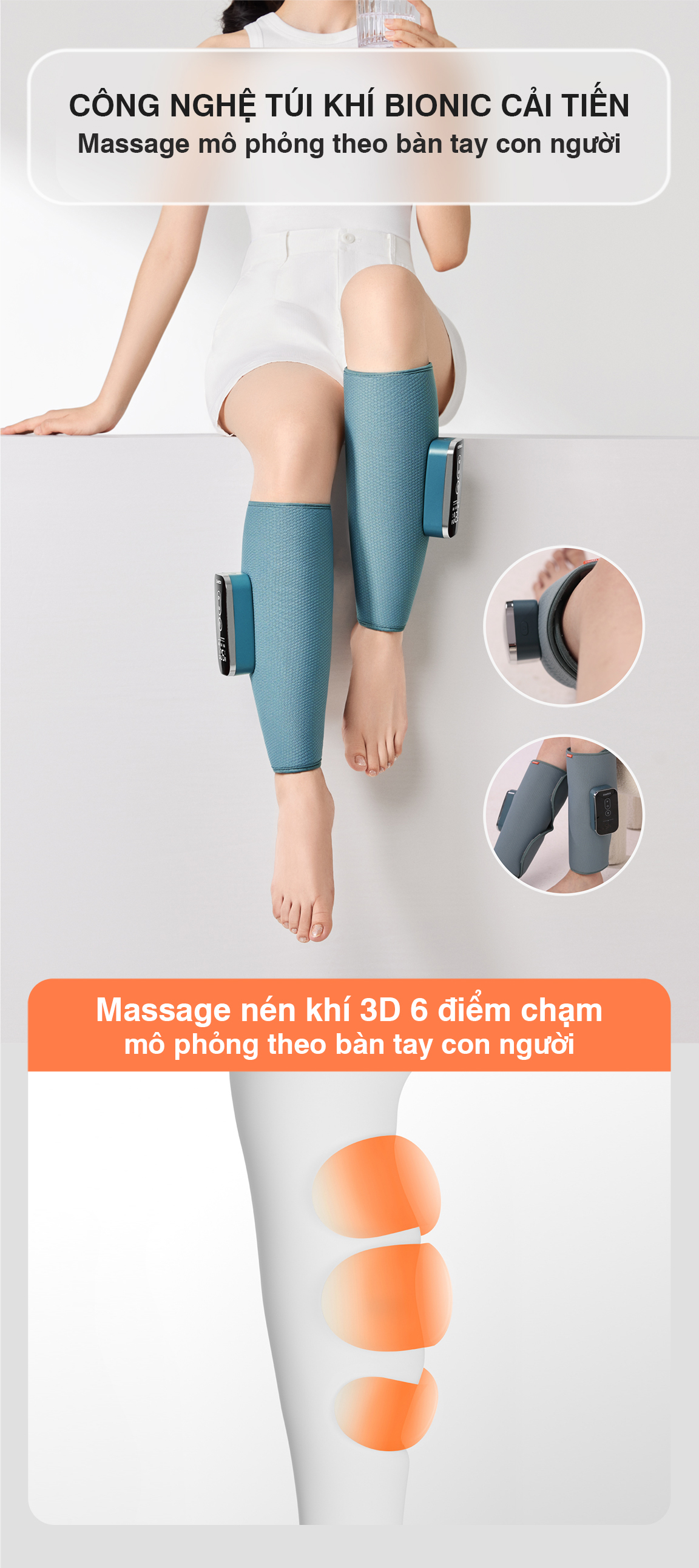 Máy Massage Chân BUMAS M5 - Chườm Nóng Massage Bắp Chân Bằng Khí Nén - Bấm Huyệt Mô Phỏng Bàn Tay Con Người - Hàng Chính Hãng