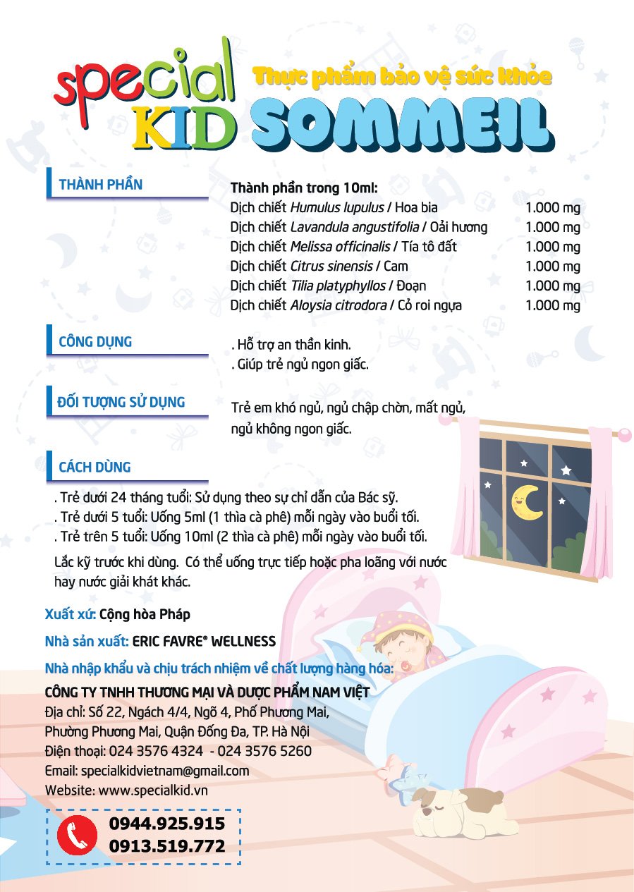 TPBVSK Special Kid Sommeil – Giúp ngủ ngon giấc, ngủ sâu giấc (125ml) [Siro – Nhập khẩu Pháp]