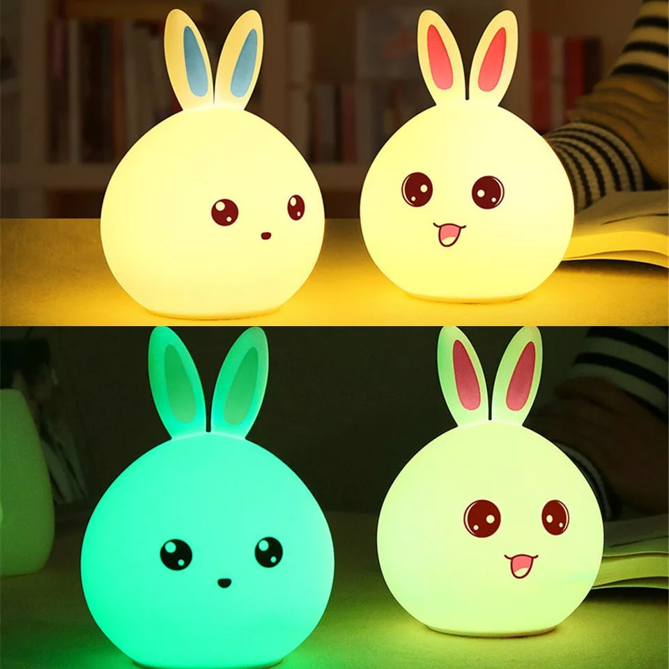Đèn ngủ trang trí để bàn hình mặt thỏ độc đáo 5