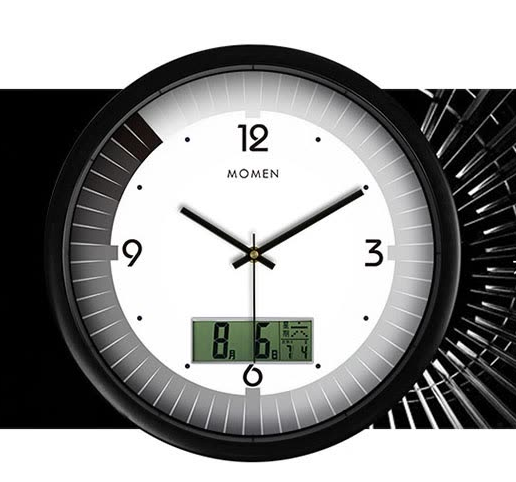 Momen wall clock creative LCD multi-function clock fashion living room modern clock bedroom wall clock hanging table quartz clock