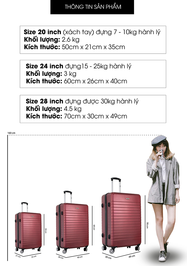 Vali Chống Trộm TRIP PC911 (Size 70) - Đỏ