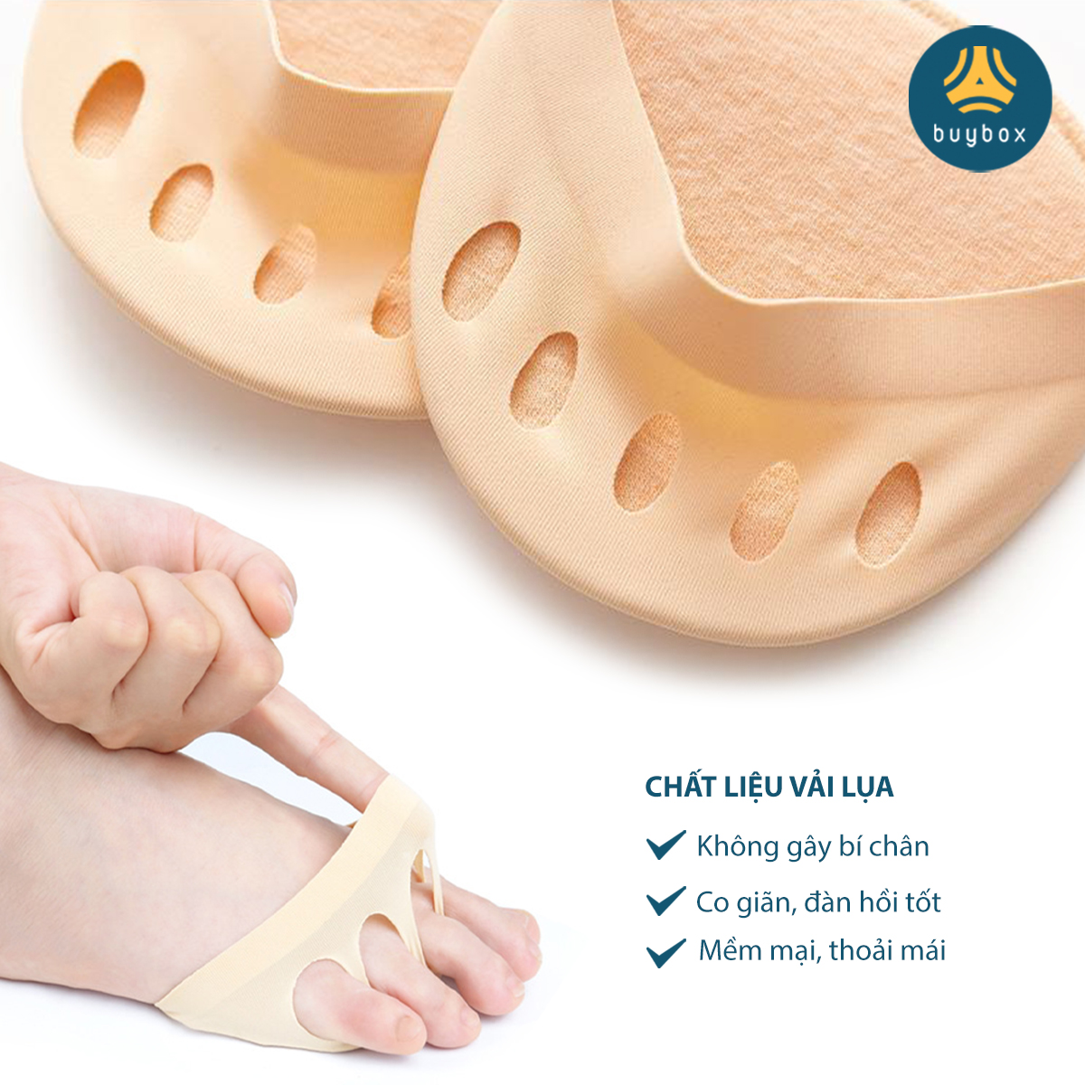 Vớ thiết kế hở ngón, màu sắc tinh tế, kết hợp đệm êm chân, giảm tình trạng thốn bàn chân hiệu quả - BuyBox - BBPK339