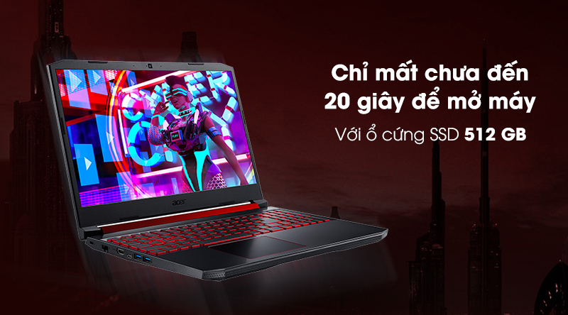 Laptop Acer Gaming Nitro 5 AN515-55-70AX NH.Q7NSV.001 (Core i7-10750H/ 8GB/ 512GB SSD/ GTX 1650Ti 4G DDR6/ 15.6 FHD/ Win10) - Hàng Chính Hãng