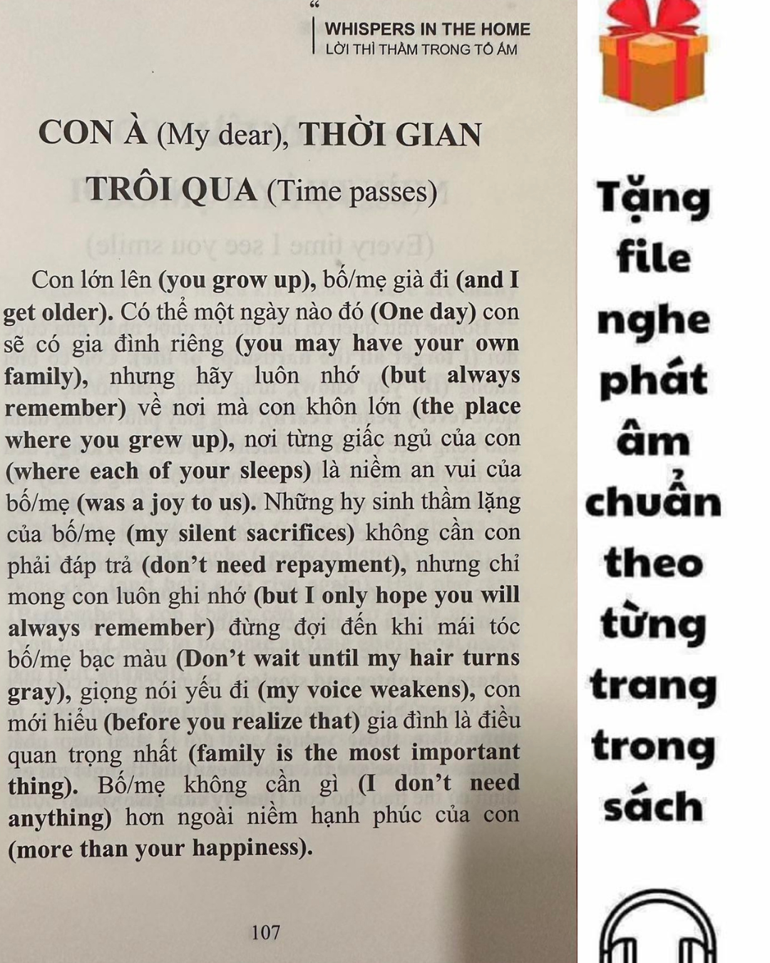 Sách Song Ngữ Lời Thì Thầm Trong Tổ Ấm - Whispers In The Home - Chính Hãng + Mã File Nghe