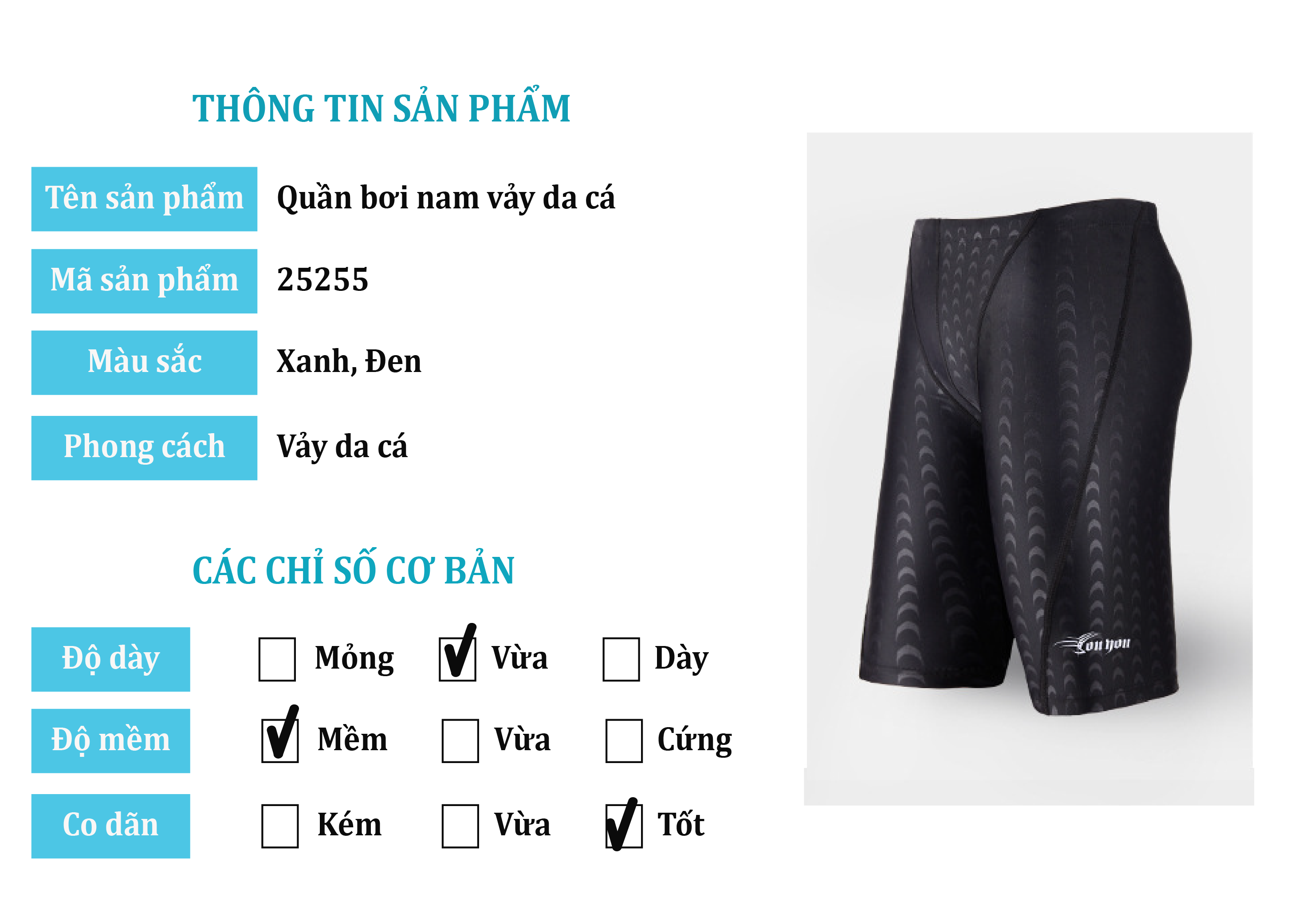 Quần bơi nam vảy da cá