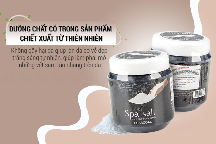 Muối Tắm Spa Mori Than Hoạt Tính Mori Spa Salt - Charcoal (700ml)