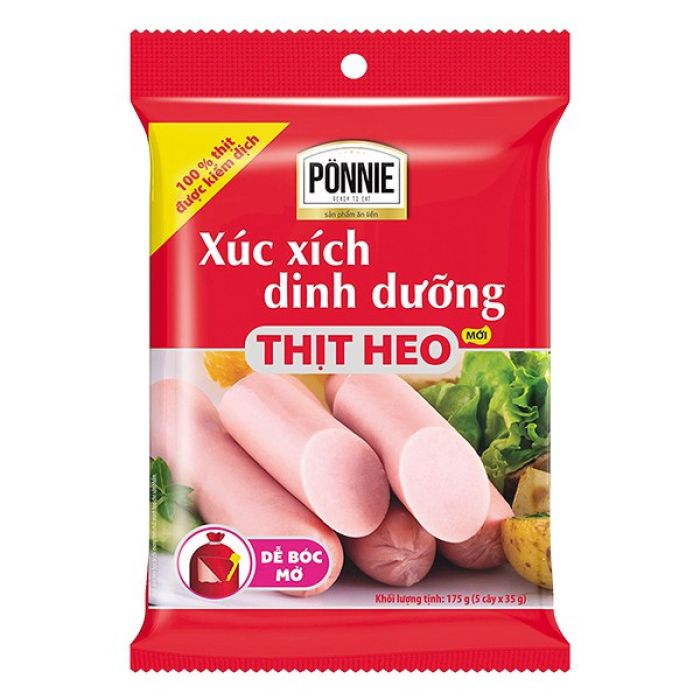 Thùng 20 Gói Xúc xích dinh dưỡng thịt heo Ponnie (175gram gói) 1