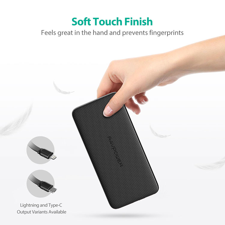 Pin Sạc Dự Phòng RAVPower 5000mAh RP-PB098 Tích Hợp Cáp Lightning Cho iPhone Chuẩn MFi - Hàng Chính Hãng - Xám