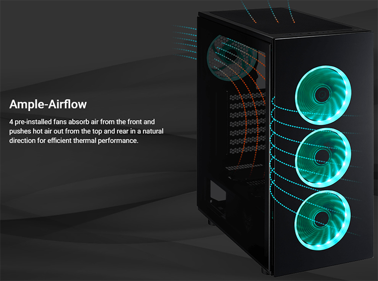 Vỏ case Desktop FSP CMT340 ATX Case w/ 4 ARGB Fans - Hàng Chính Hãng