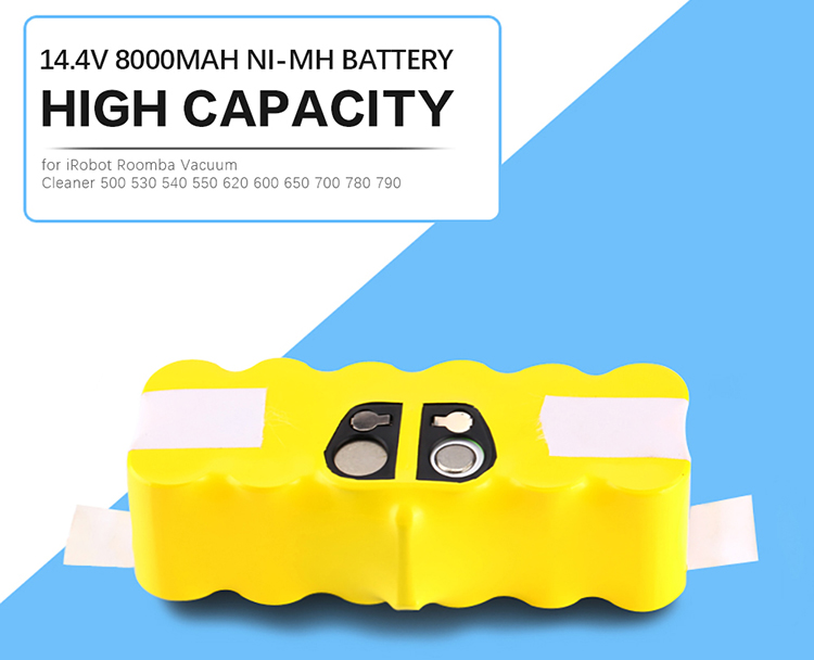 High Capacity 8000mAh 14.4V Battery for iRobot Roomba Vacuum Cleaner 500 530 540 550 620 600 650 700 780 790 (8000mAh)