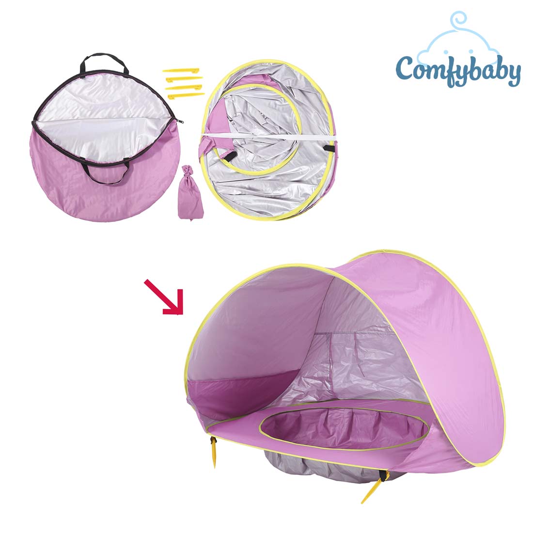 Lều đi biển che nắng cho bé Chống tia UV 50+ 4babies - Comfybaby - PQ122 - đồ chơi bãi biển - tặng quà tặng xinh xắn 2