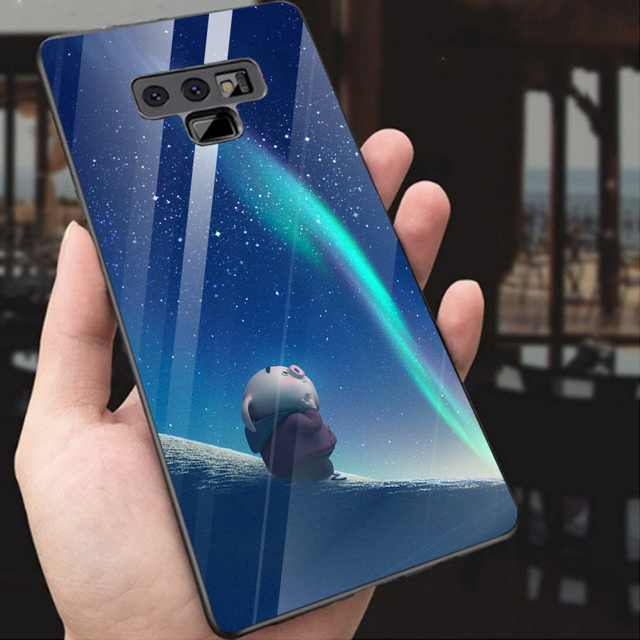Ốp kính cường lực dành cho điện thoại Samsung Galaxy Note 9 - heo hồng - hh180