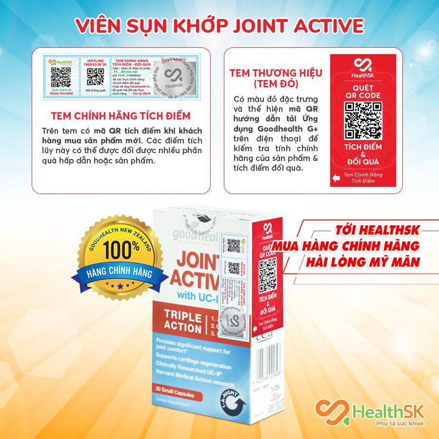 Viên Sụn Khớp Goodhealth Joint Active - Với UC2 Tái Tạo Và Duy Trì Sụn Khớp - Giúp Khớp Khỏe Dễ Dáng Vận Động – 100% Chính Hãng Từ New Zealan