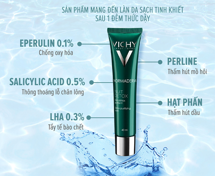 Bộ Gel Giảm Dầu Và Giúp Se Khít Lỗ Chân Lông Ban Đêm Vichy Normaderm Night Detox