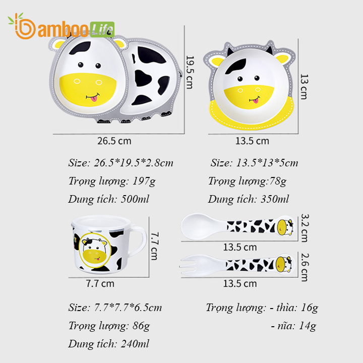 Bộ khay ăn cho bé Bamboo Life BL040 hàng chính hãng từ sợi tre thiên nhiên Dụng cụ ăn dặm cho bé Bộ chén bát ăn dặm cho bé Đồ dùng ăn dặm cho bé 11