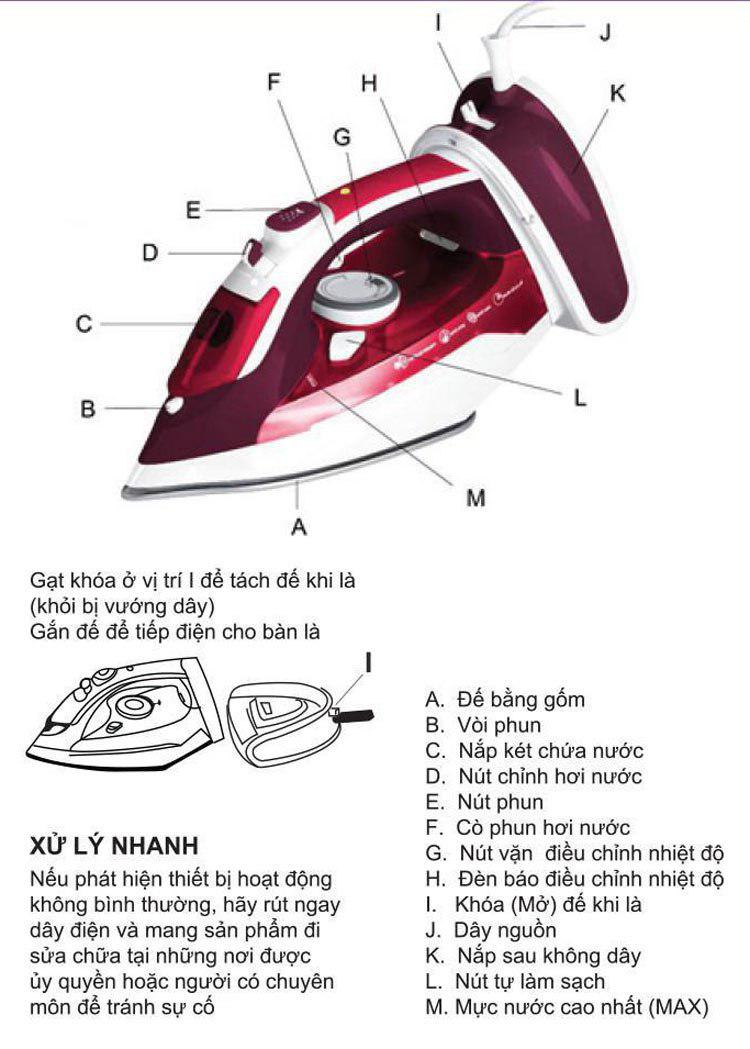 Bàn Là Hơi Nước Không Dây Goldsun Premium GPS - 73S (2000W) - Đỏ