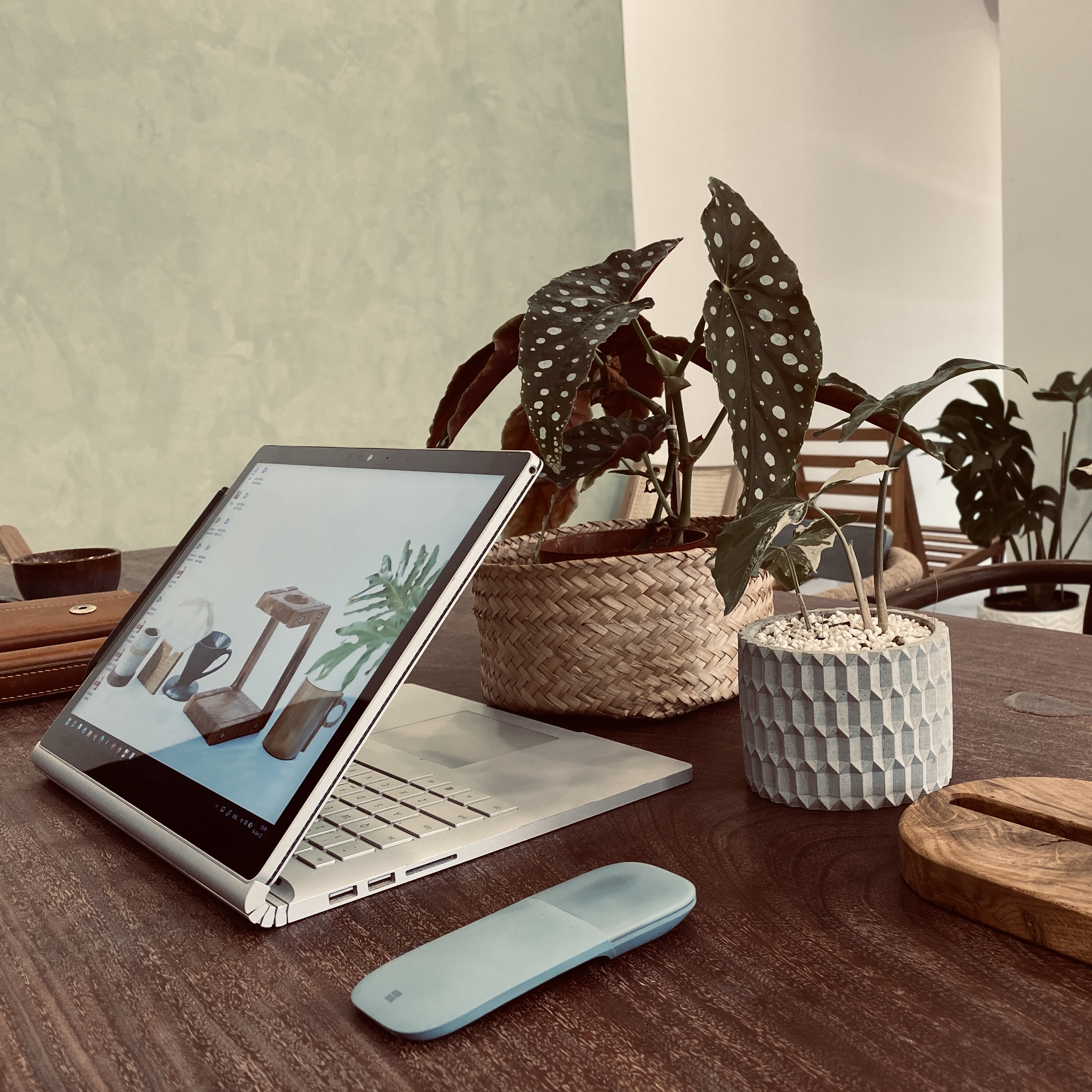 Chậu cây để bàn làm việc văn phòng, OnionDecor 15x11cm, Chậu Xi Măng Trụ Tròn Họa Tiết Vintage trồng sen đá, xương rồng, cây cảnh mini cement pots