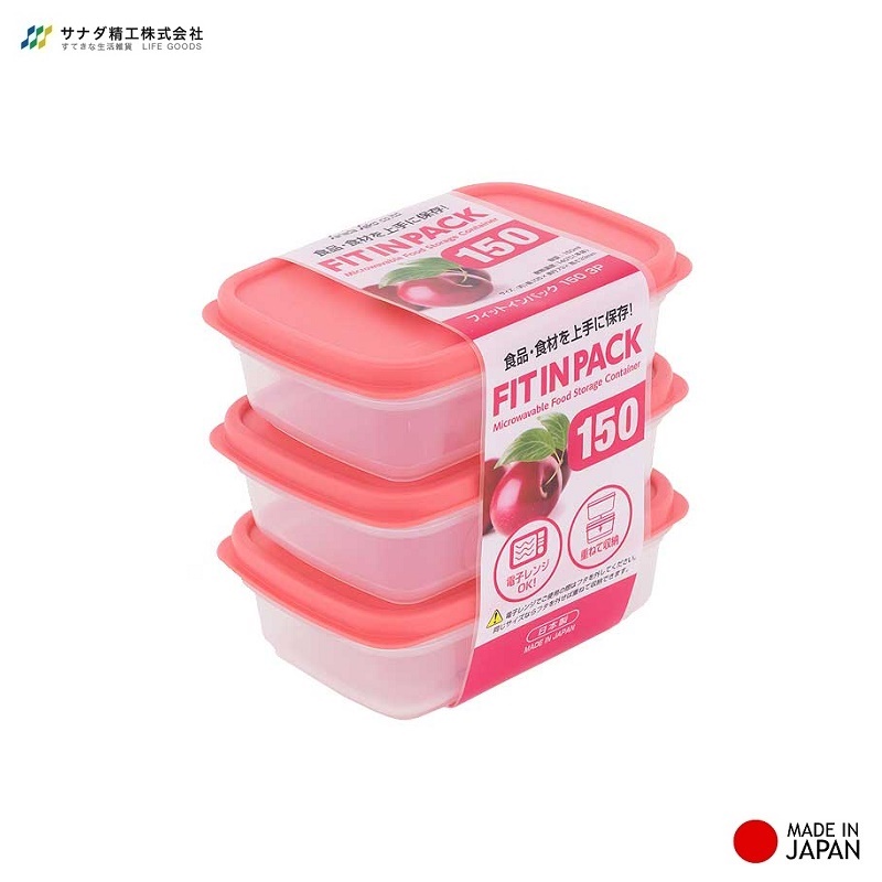 Set 03 hộp thực phẩm nắp mềm Fit in Pack hàng Made in Japan