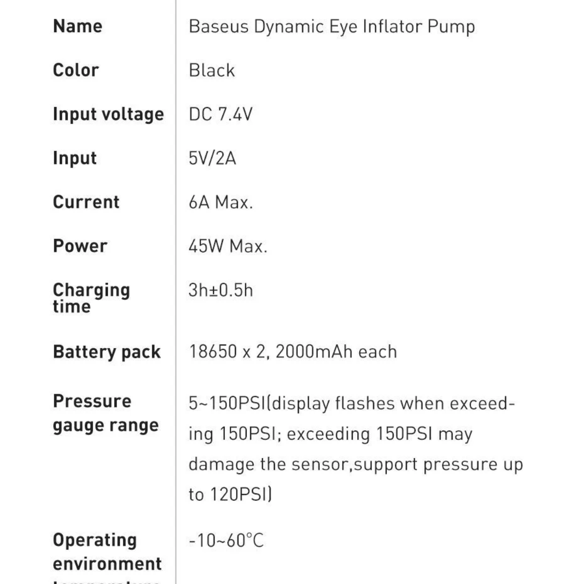 Máy bơm lốp xe hơi Baseus Dynamic Eye Inflator Pump (45W, 5 150PSI, Màn hình LED TPMS, Đèn Flash) -LV900 8