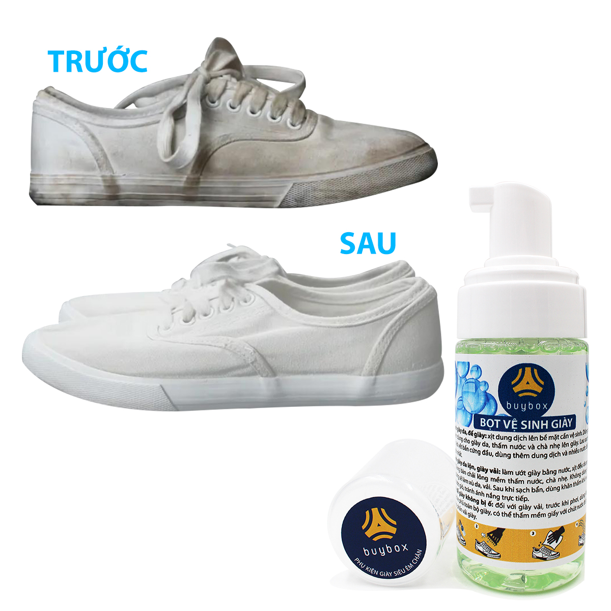 cách giặt giày đá bóng, cách vệ sinh giày mọi da, cách làm sạch giày da nam bằng Bọt vệ sinh giày và giặt giày (150ml) - buybox - PKBB60