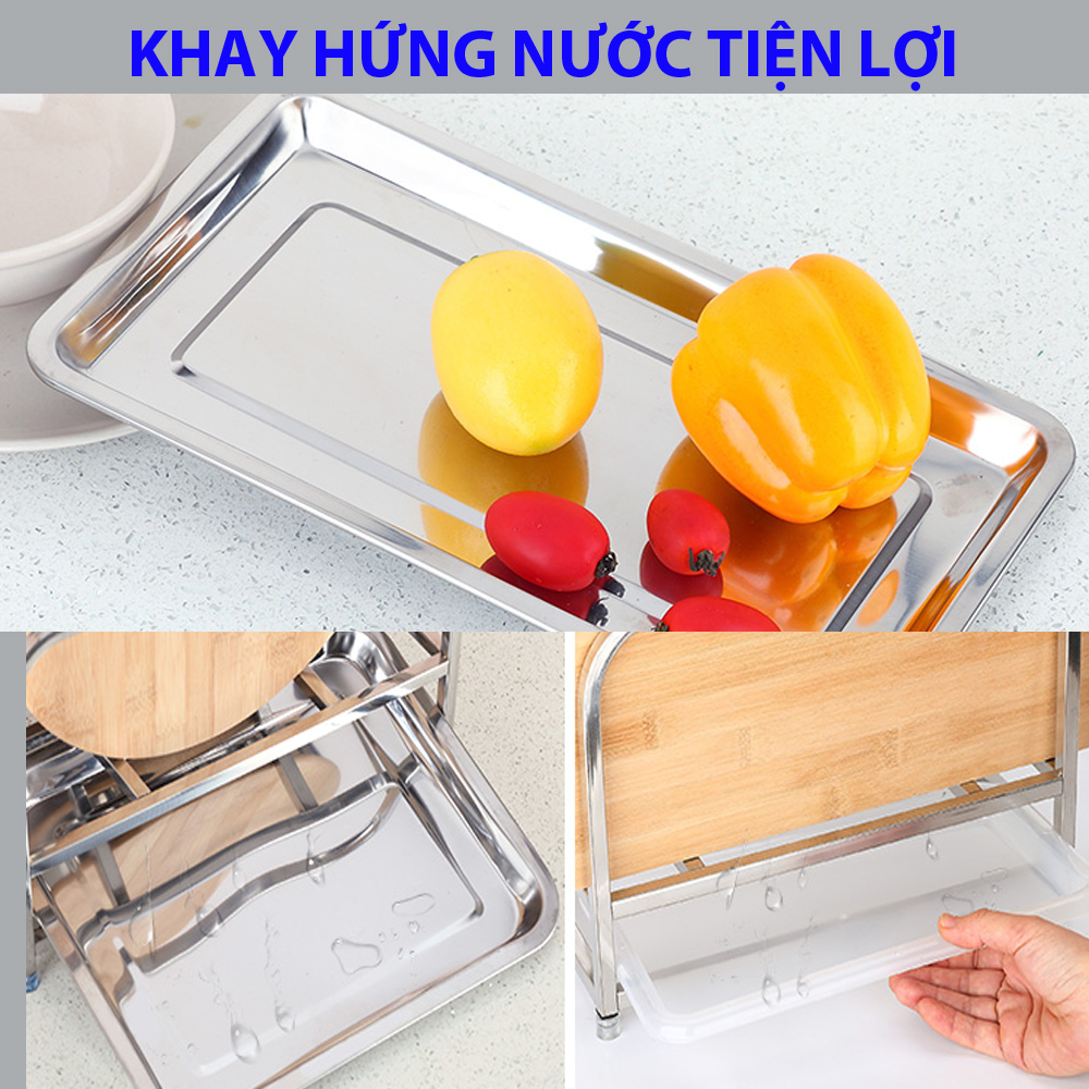 kệ cài dao thớt inox 304 kèm ống đũa
