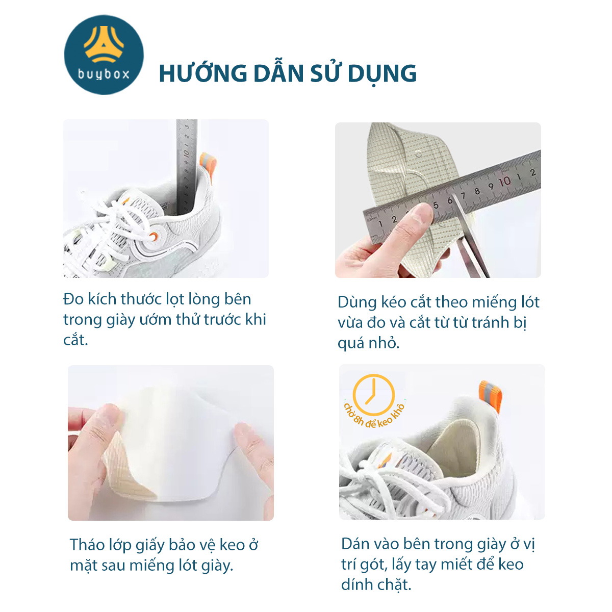 Lót giày bảo vệ gót sau dày 6mm giảm size giày, chất liệu cao cấp giúp êm chân - buybox - BBPK230