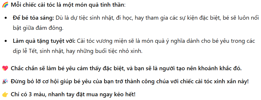 CÀI TÓC VƯƠNG MIỆN CÔNG CHÚA CHO BÉ GÁI ( Viee001 )