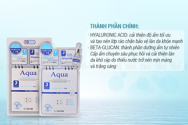 Hộp 10 Miếng Mặt Nạ Dưỡng Da 3 Bước Rainbow L'Affair Aqua Skin Renewal