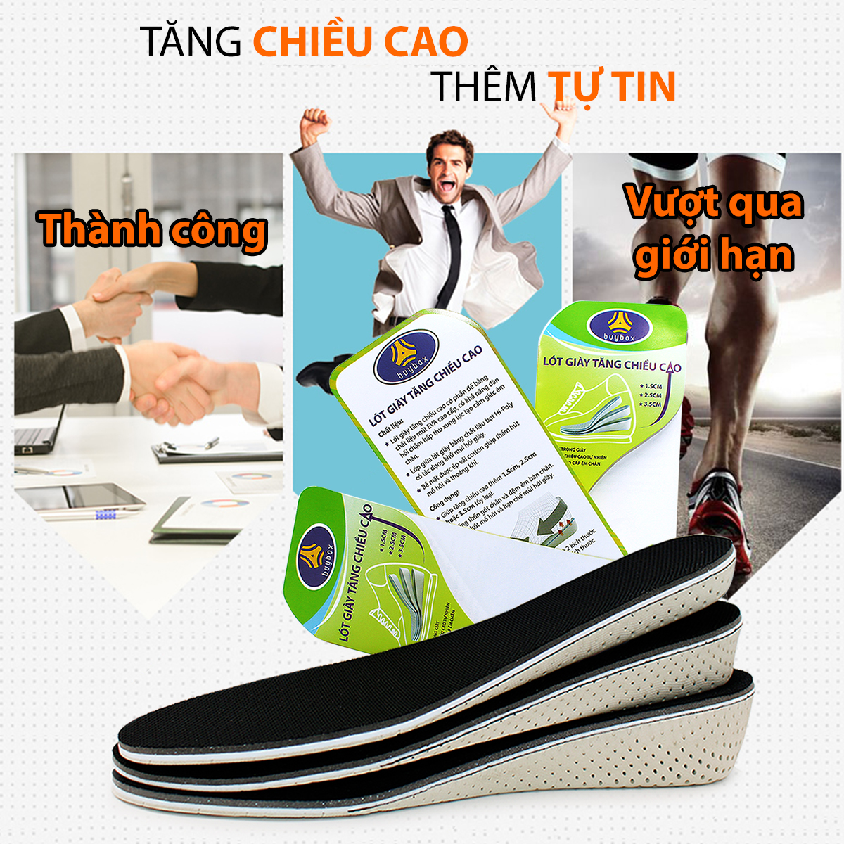 Lót giày tổ ong độn đế tăng chiều cao 2cm, 3cm, 4cm buybox BBPK57