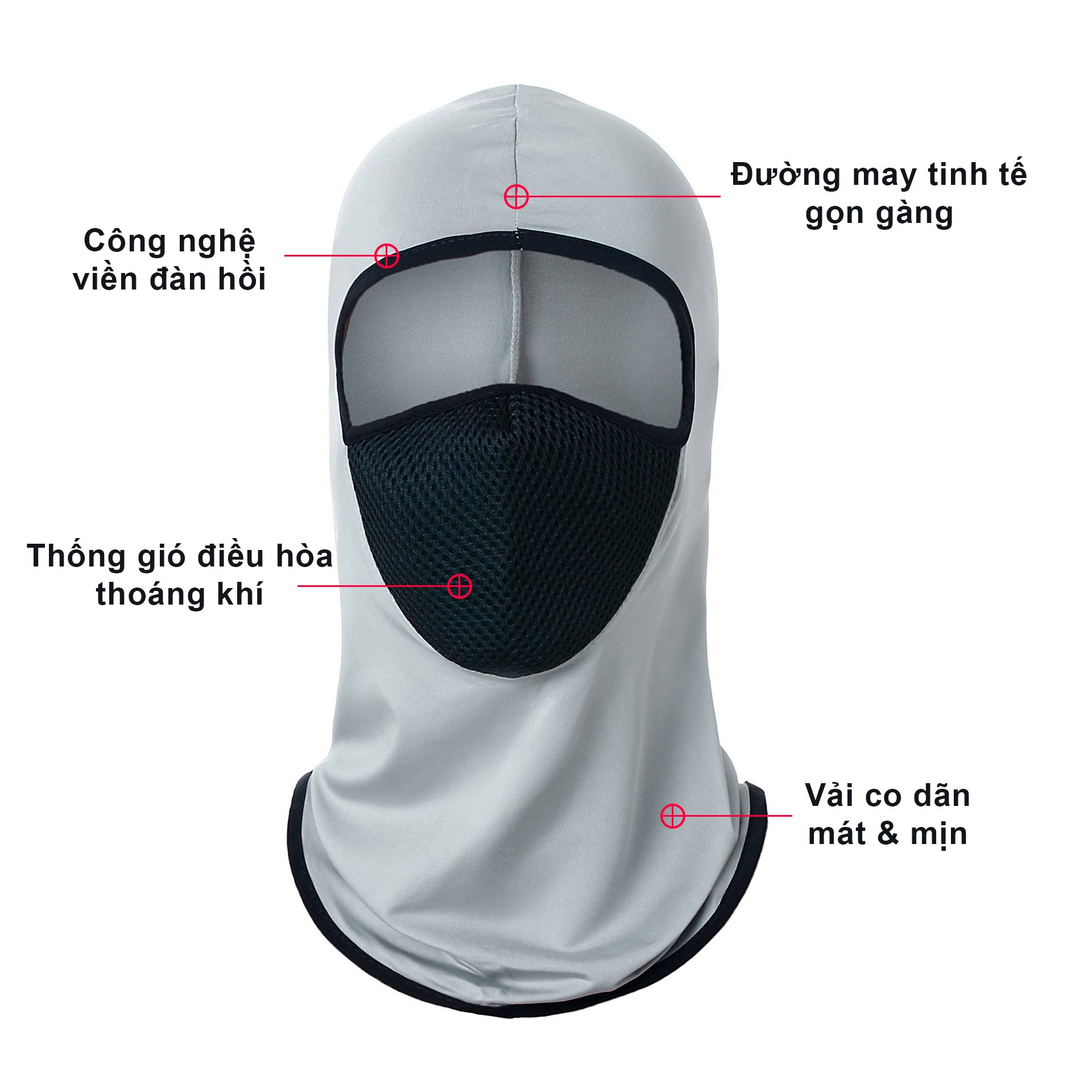 Mũ trùm đầu ninja kín cổ chống nắng chống gió bụi vải thun lạnh co giãn có lưới thở thoáng mát chạy xe phượt