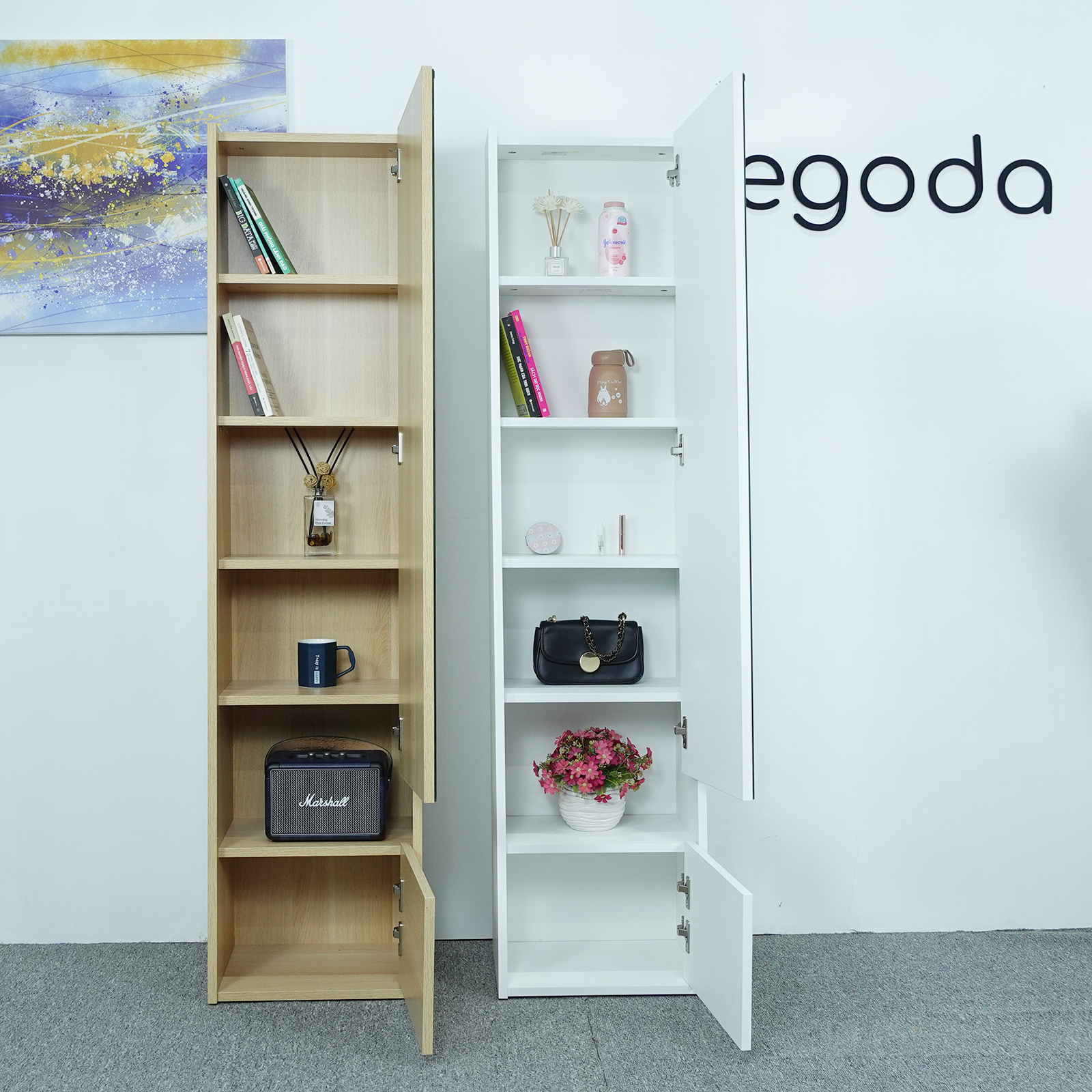 Tủ Trang Điểm Decor Có Gương Soi Toàn Thân Đứng Hack Dáng Đẹp, 2 Cánh Mở, Cao 165cm KEGODA KGD43