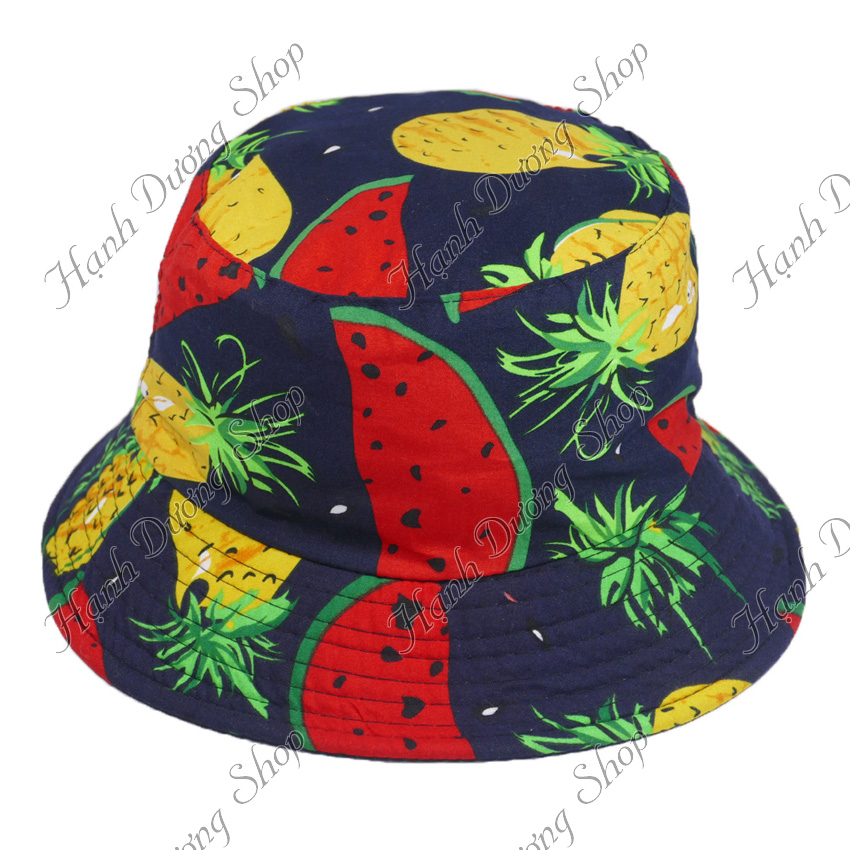 Nón bucket trái cây hot hit mũ tai bèo trái cây hoa cỏ vành nhỏ dễ thương chất liệu vải cotton thoáng mát - Hạnh Dương