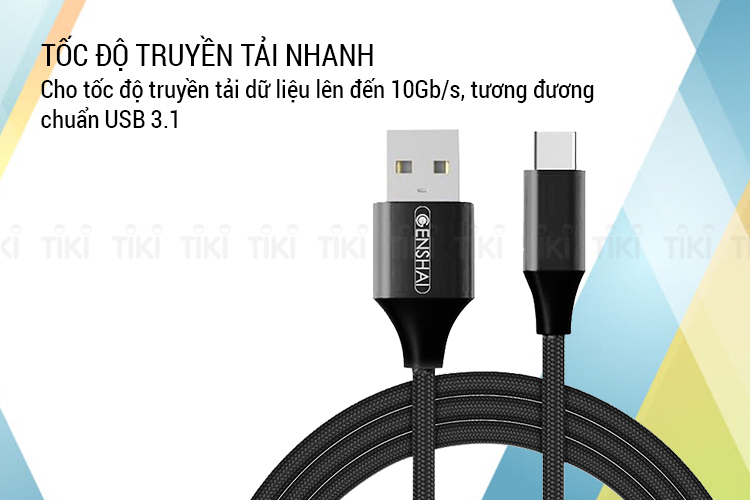 Dây Cáp Sạc USB Type-C Cho Điện Thoại GENSHAI 1m GT08 - Hàng Chính Hãng