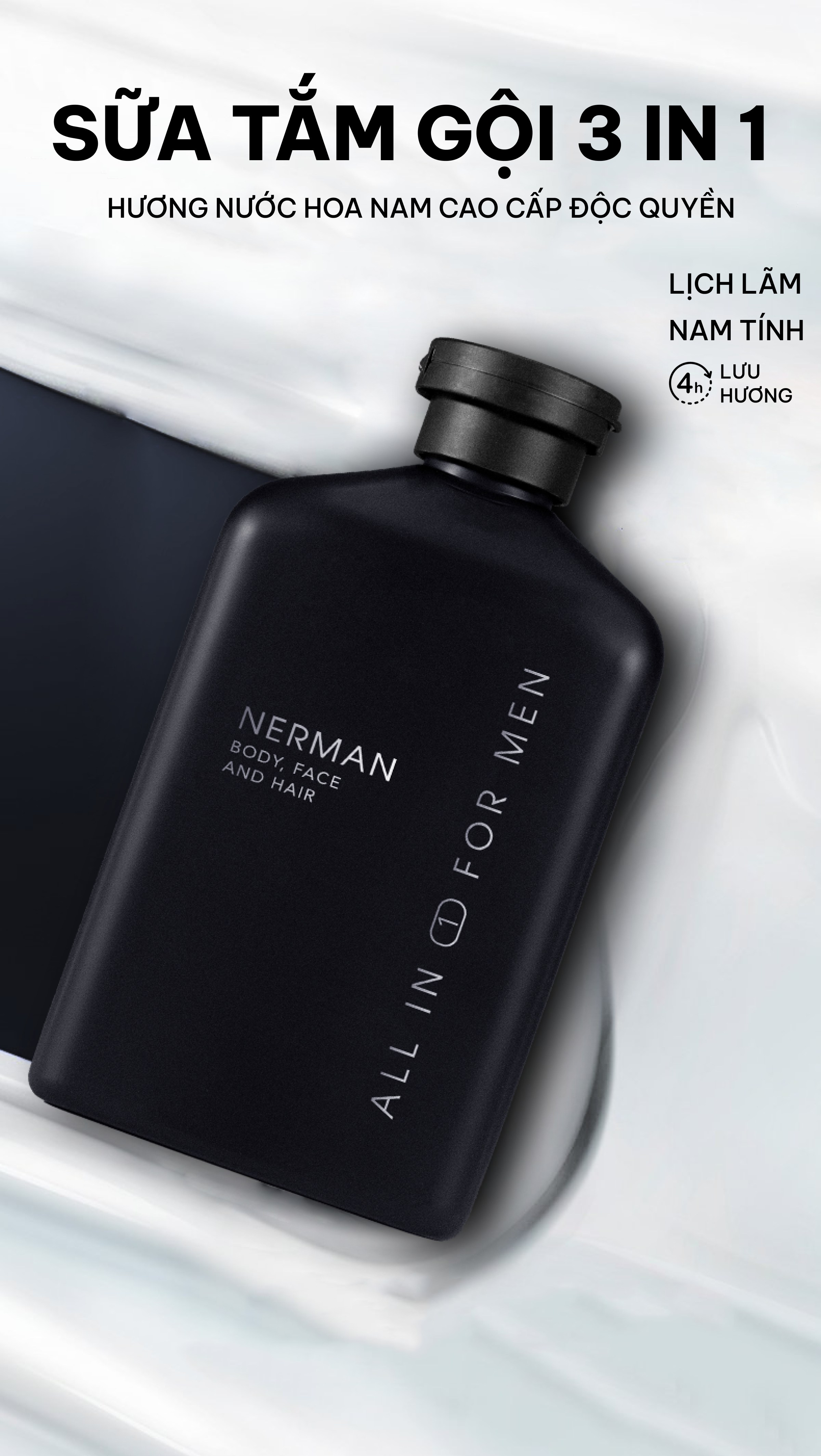 Sữa tắm gội hương nước hoa cao cấp Gentleman 3 in 1 NERMAN 350ml