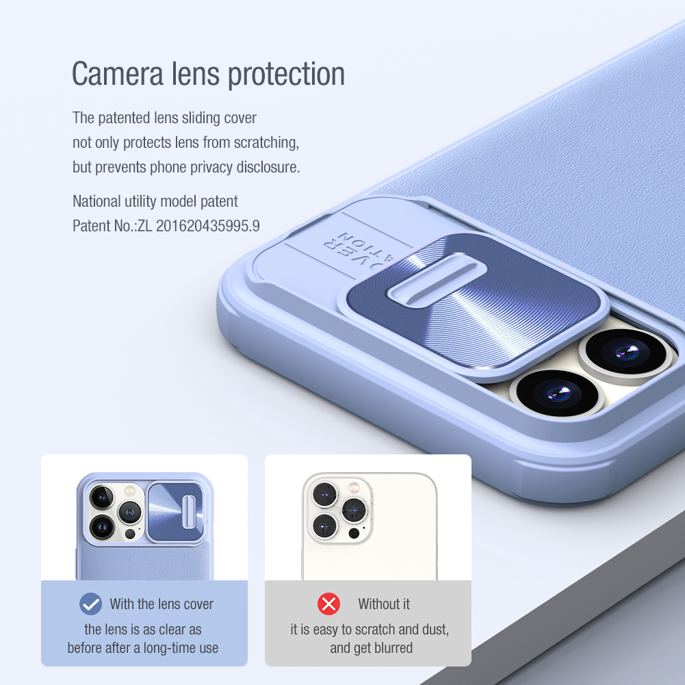 Ốp Nillkin bảo vệ Camera cho iPhone 13 / 13 Pro / 13 Pro Max Nillkin CamShield Leather Case nắp đậy bảo vệ Camera - Hàng Nhập Khẩu