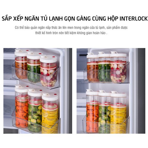 Combo 2 Hộp Muối Dưa Cà - Ngâm Hoa Quả Lock&Lock INL413 (2.1 Lit) và INL412 (1.3Lit) Có Thể Để Trong Tủ Lạnh