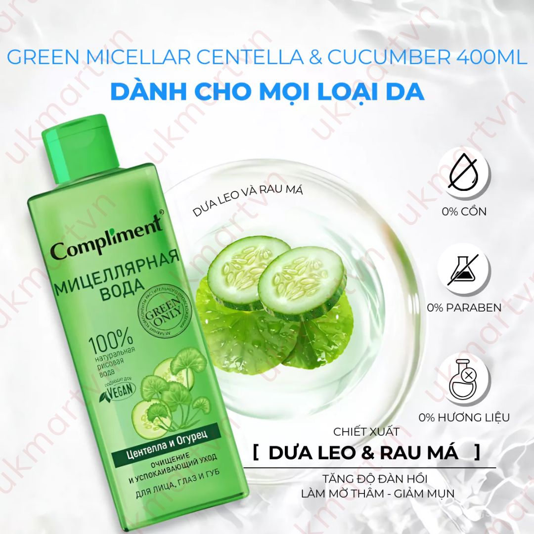 Tẩy Trang Compliment 400ml Dành Cho Da Dầu, Nhạy Cảm & Mọi Loại Da