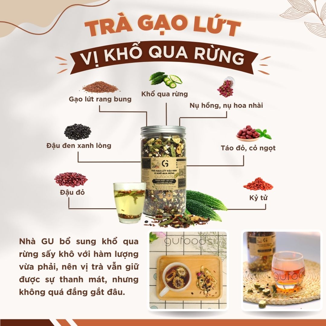 Trà gạo lứt đậu đen thanh nhiệt GUfoods - Tự nhiên, Healthy, Thanh lọc cơ thể, Mát gan, Cải thiện giấc ngủ, Đa dạng hương vị