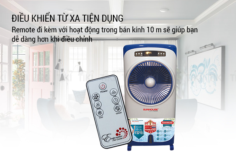 Quạt Điều Hòa Sunhouse SHD7710 - Trắng Xanh - Hàng chính hãng