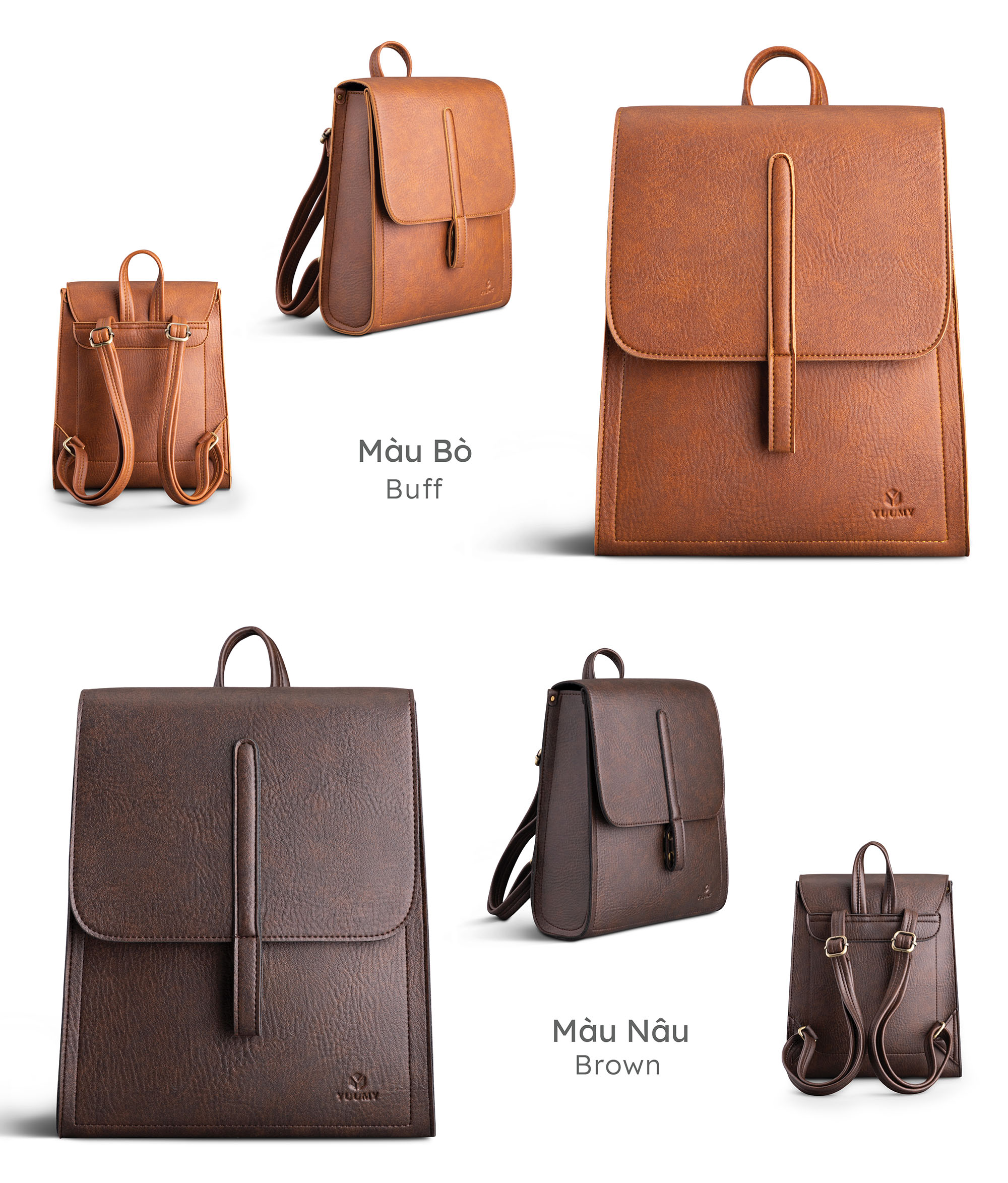 Balo Yuumy ( Thời trang nữ nắp gập tiện lợi cỡ trung - Balo da Seasand YBA71 )
