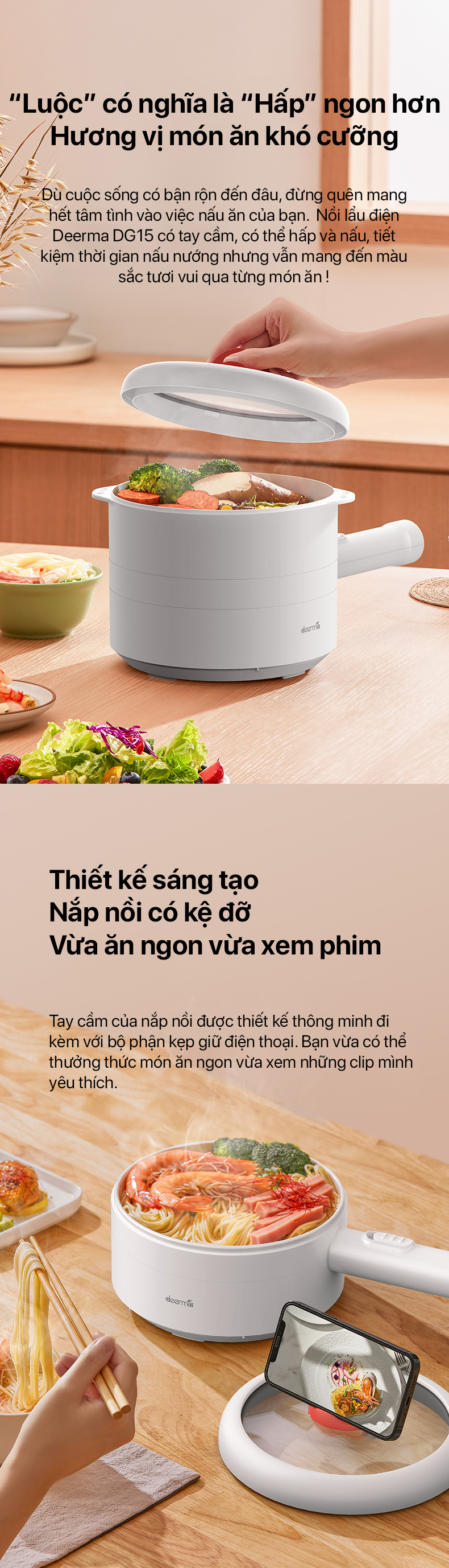 Nồi lẩu điện đa năng mini Deerma DG15