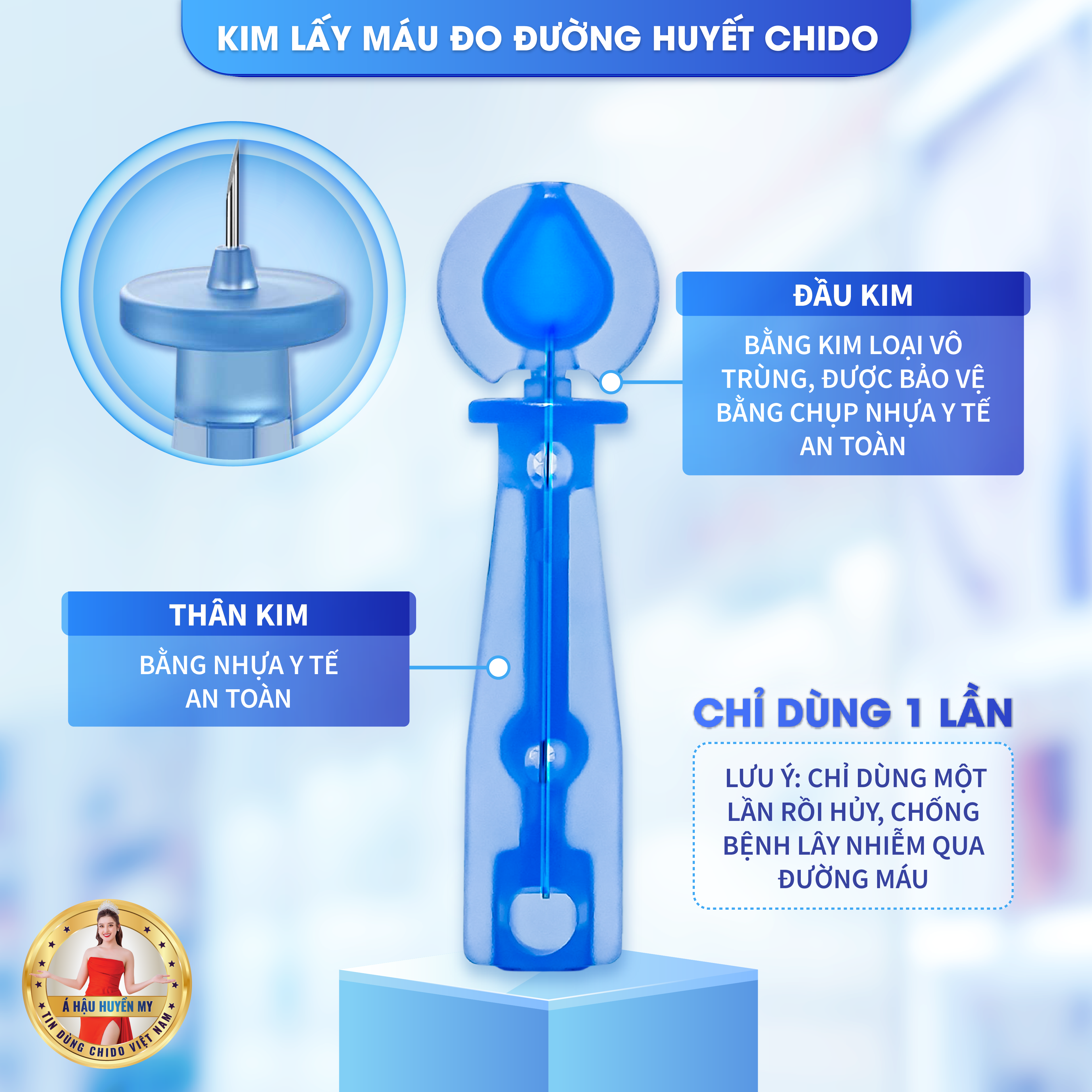 50 que thử và kim máy đo đường huyết tiểu đường chido 5