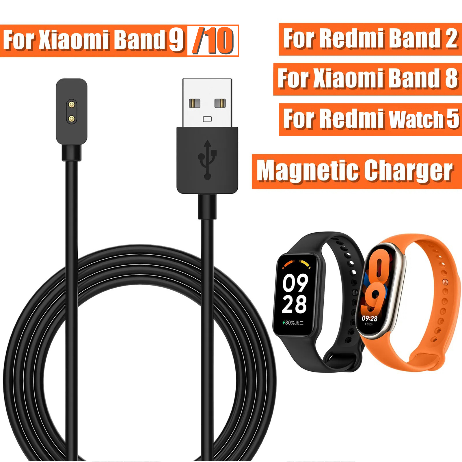 Dây Cáp Sạc Từ Tính Cho Redmi Band 2 / Redmi Watch 3 Active / Redmi Watch 3 Lite / Redmi Watch 4 / Xiaomi Mi Band 8 / Mi Band 8 Pro / Xiaomi Mi Band 9 / Mi Band 9 Pro / Redmi Watch 5 Active / Redmi Watch 5 Lite / / Xiaomi Mi Band 10 - Hàng nhập khẩu