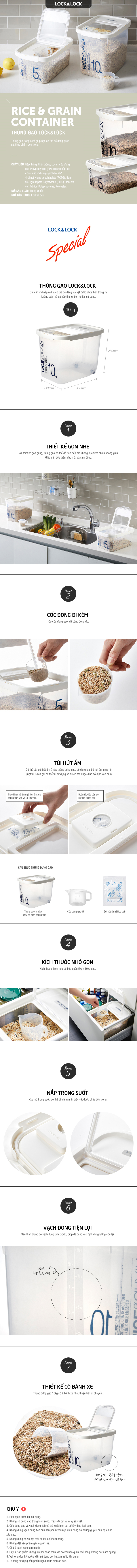 Thùng Đựng Gạo Bằng Nhựa Lock&Lock HPL561 - 10kg/ 12L