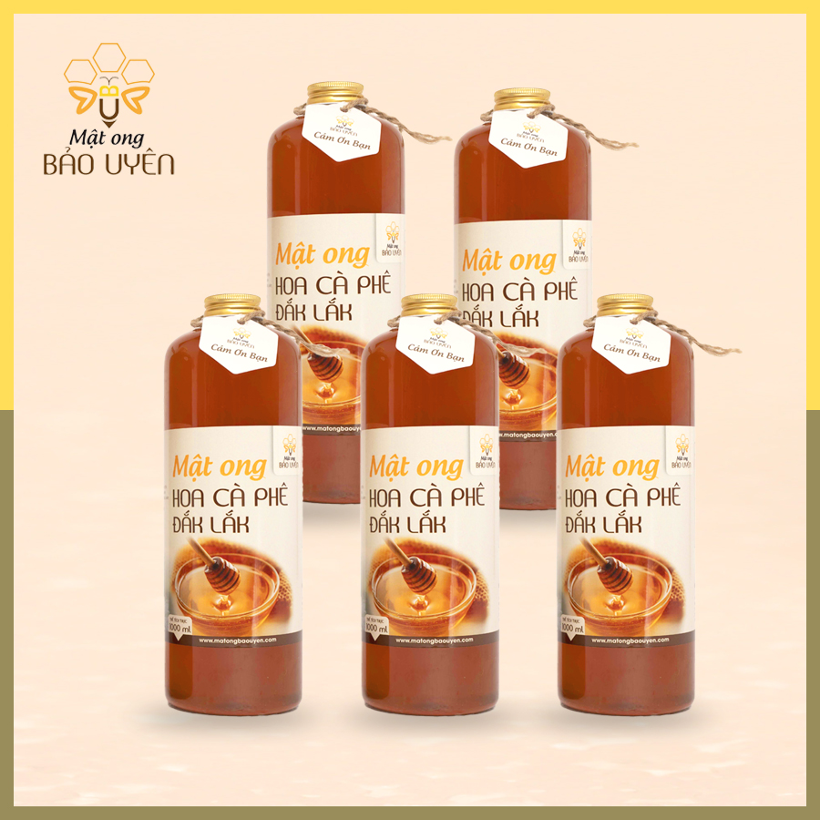 combo 5 chai mật ong hoa cà phê 100% nguyên chất bảo uyên chống oxy hóa tăng cường sức sức đề kháng chai dung tích 1 lít 4