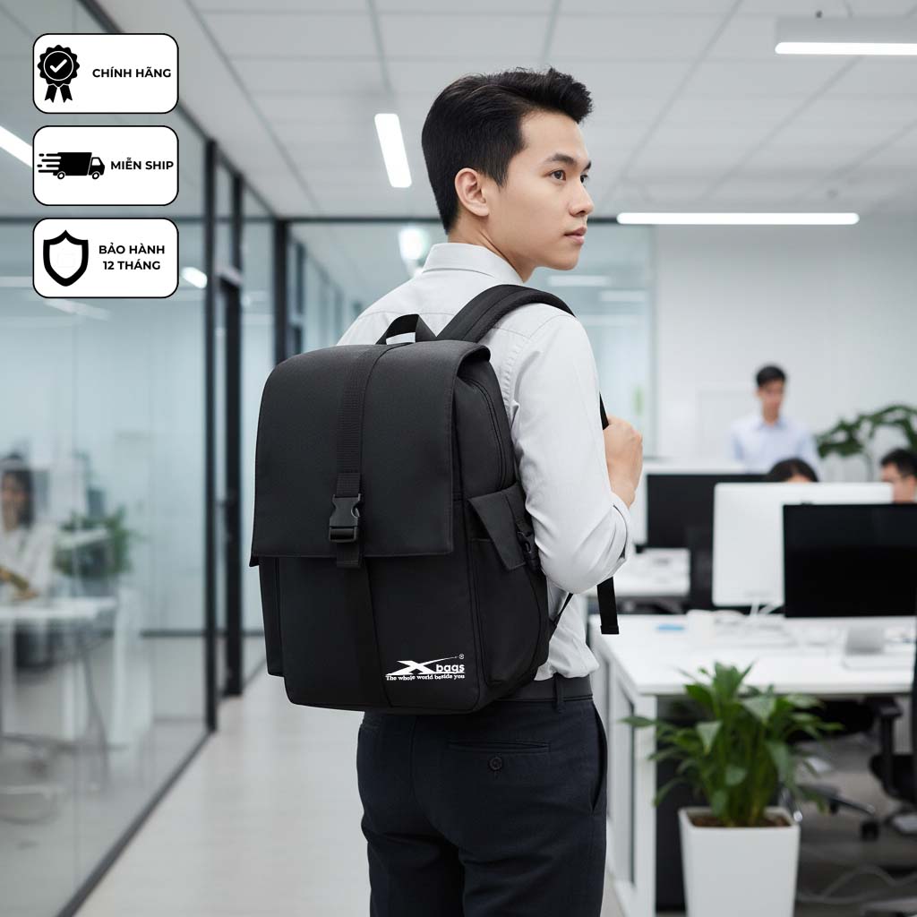 Balo nam thời trang cao cấp Xbags Modern Xb 2007 balo công sở đi học đi làm chống nước đựng laptop 15 inch tiện dụng năng động hiện đại đẹp!