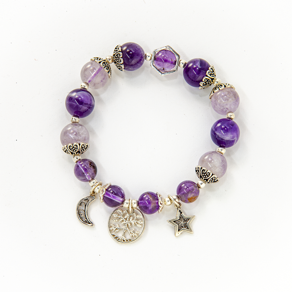 Vòng phong thủy Thạch anh tím mix Thạch anh ưu linh tím VT085