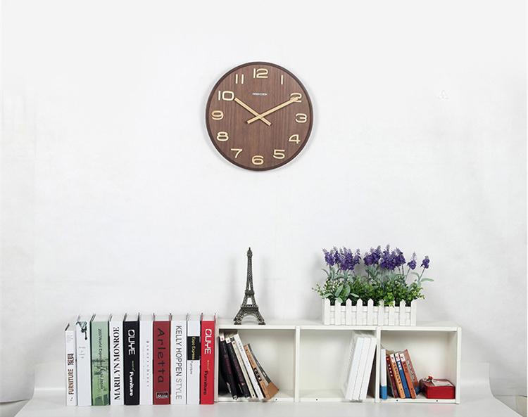 Đồng hồ treo tường gỗ cao cấp GeekCook - Dạng kim trôi, khung viền nguyên khối 10